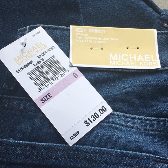 Micheal Kors Izzy Skinny Jewel Cuffed Jeans NWT - Picture 8 of 8